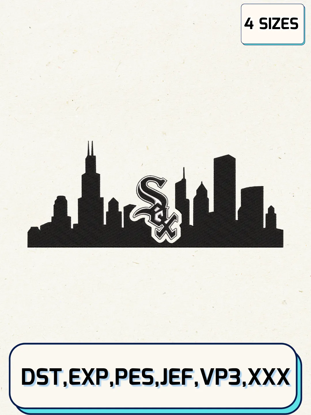 Chicago White Sox Baseball Logos Embroidery Design Files, MLB Logos Embroidery Designs, Machine Embroidery Files, 4 Sizes