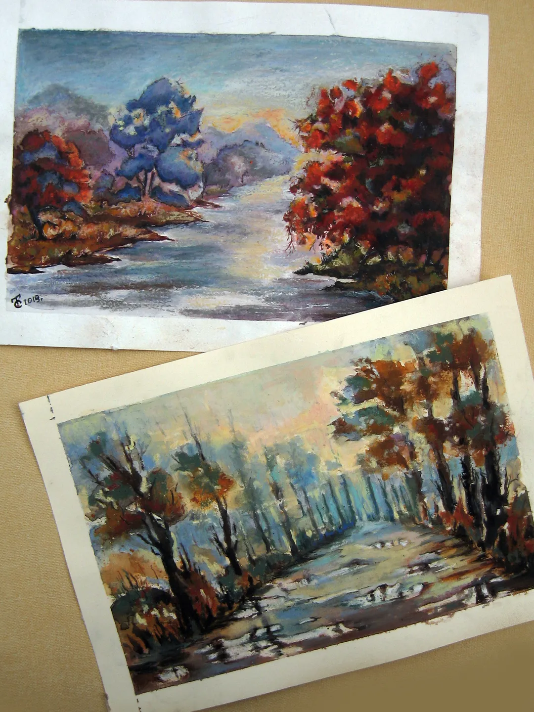 Watercolor paintings Autumn melody set of 2 pieces. 21x30 cm (8.3 х 11,7 inches)