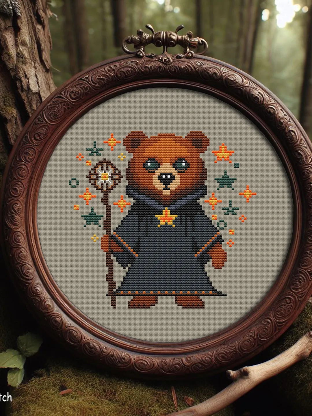 Stories of the Mornwood and Clairvoyant Bear cross stitch pattern