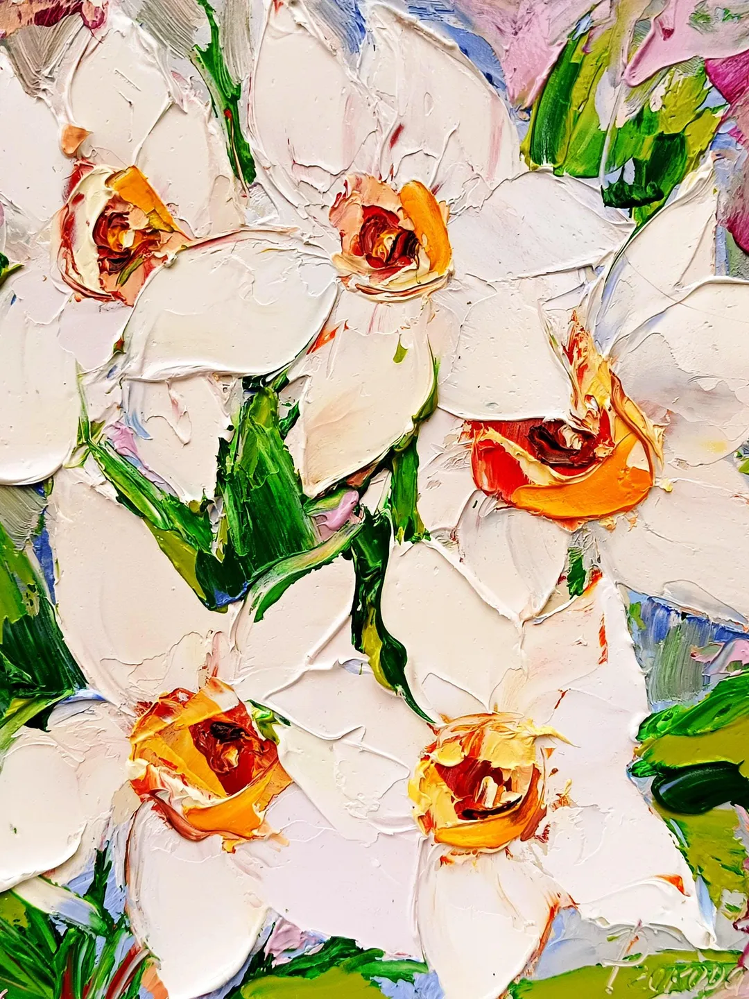 Daffodils Painting Impasto Original Art Flower Oil Painting Small Artwork Spring Flower Impressionist Art Gifts by ArtProkopaloSv