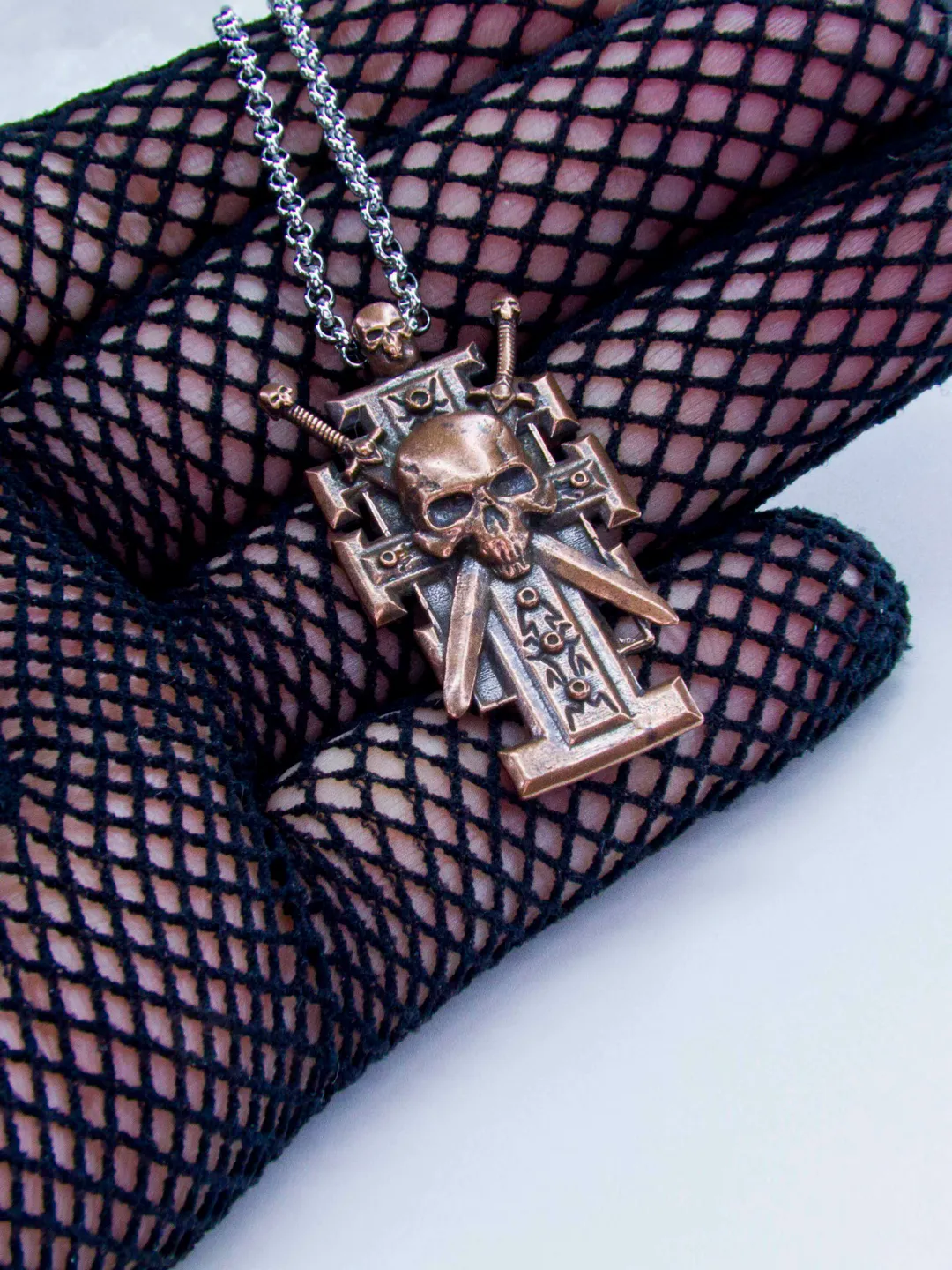 Pure Copper Ordo Xenos Insignia with Skull and Crossed Swords