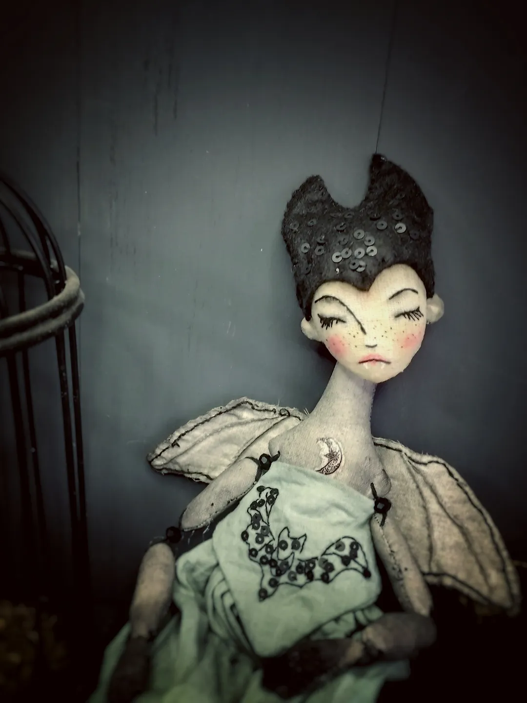 Art textile doll. Bat doll