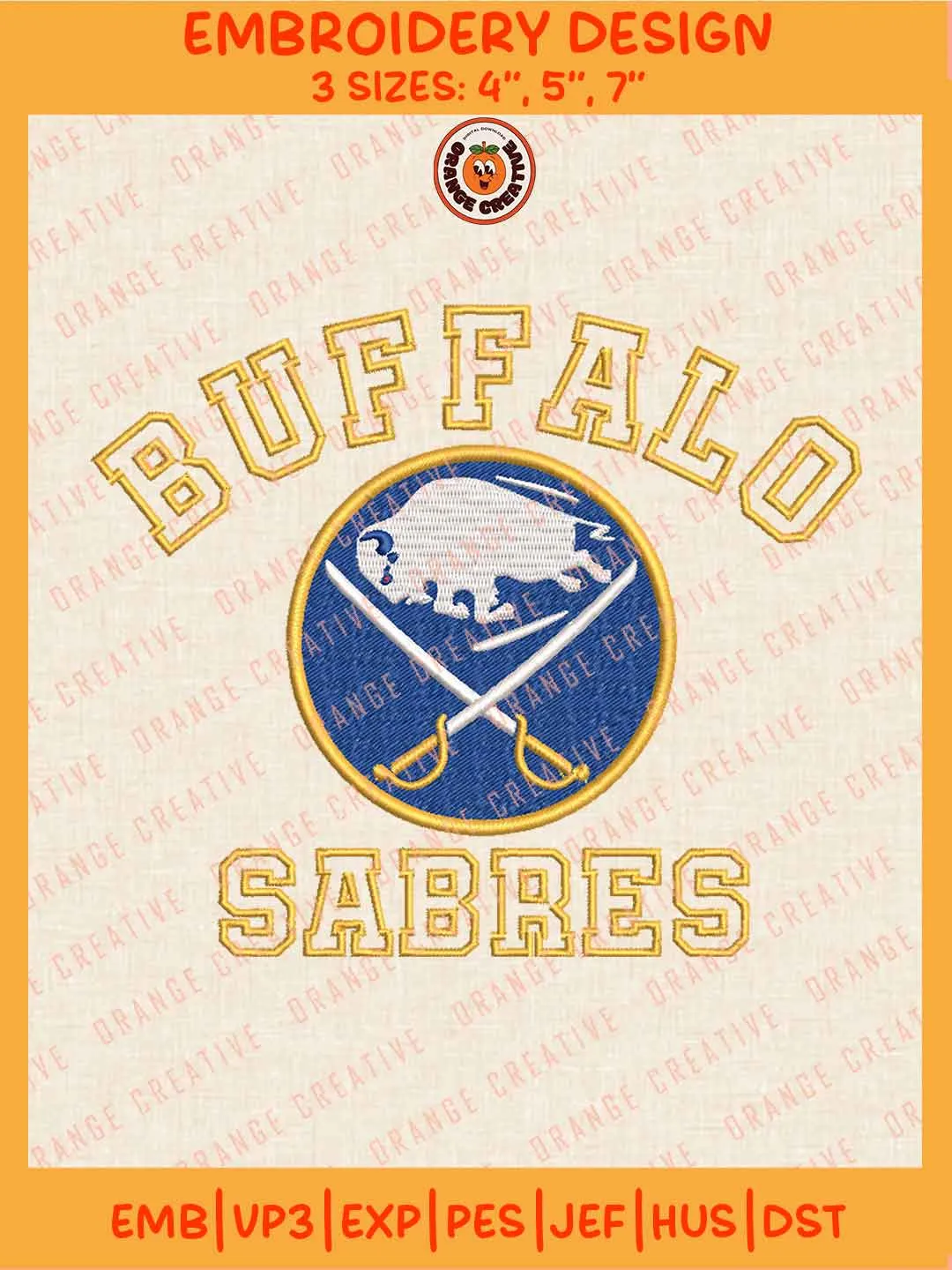 NHL Buffalo Sabres Team Logo Embroidery Files, Buffalo Sabres Hockey Team Embroidery Designs, NHL Sabres Machine Embroidery Files, NHL Hockey Team Machine Embroidery, Digital Download