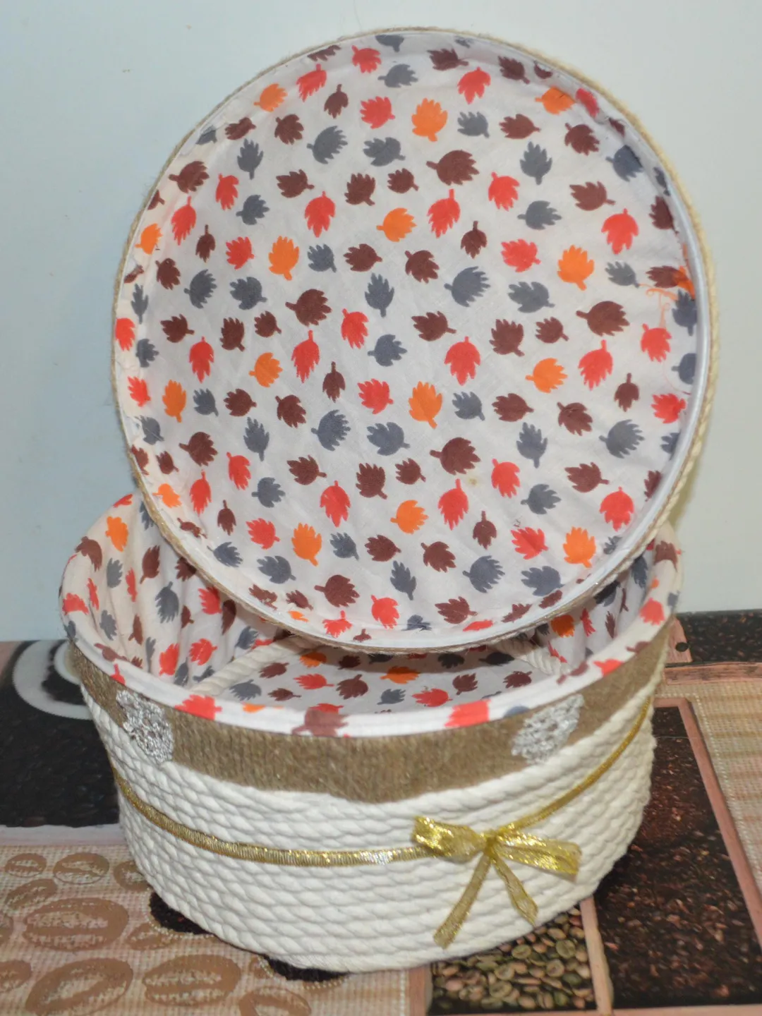 Handmade Large Jute Rope Storage Basket with Lid – Organizer Box for Small Items