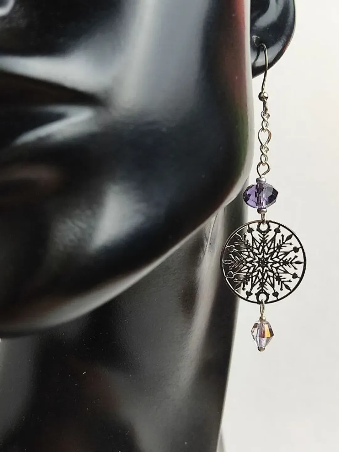 Beaded Snowflake Earrings Small Dangle Earrrings Dainty Bead Earrings