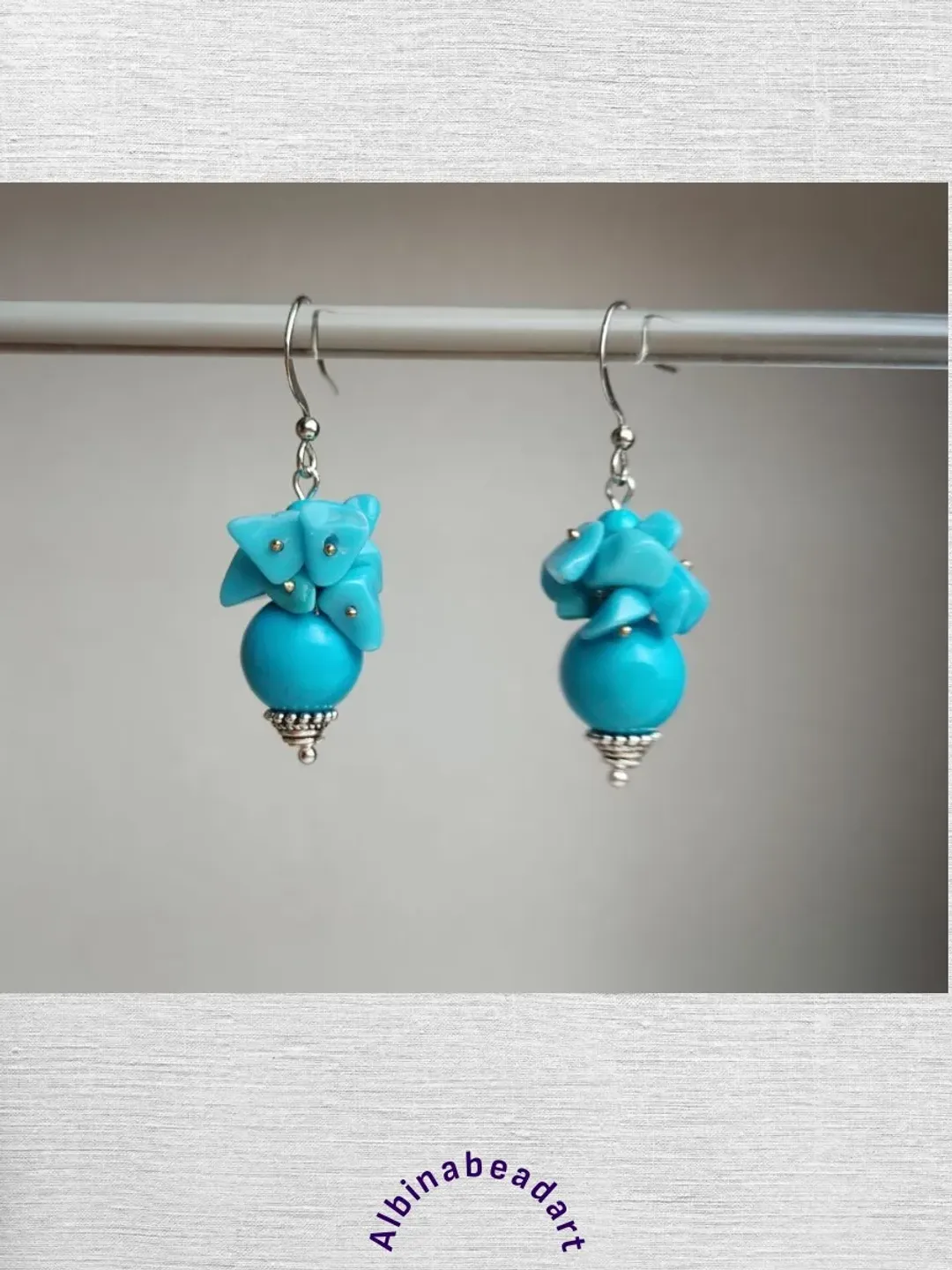 Turquoise earrings drop dangle blue earrings boho albinabeadart
