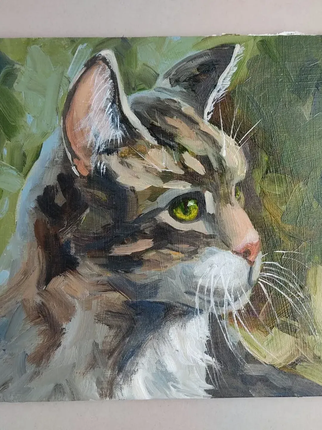Cat painting tabby cat artwork original oil art pet portrate