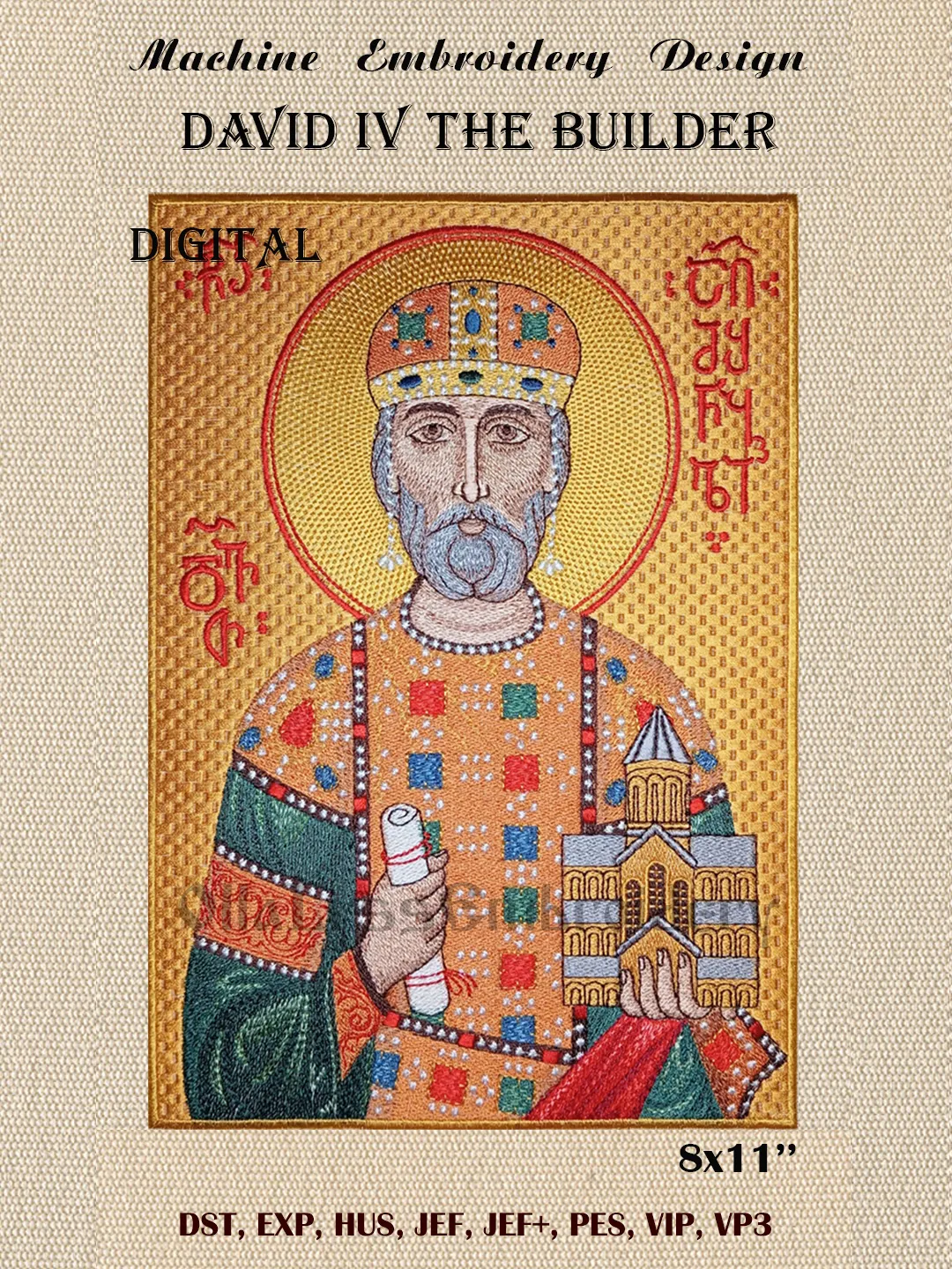 David IV the Builder embroidery design