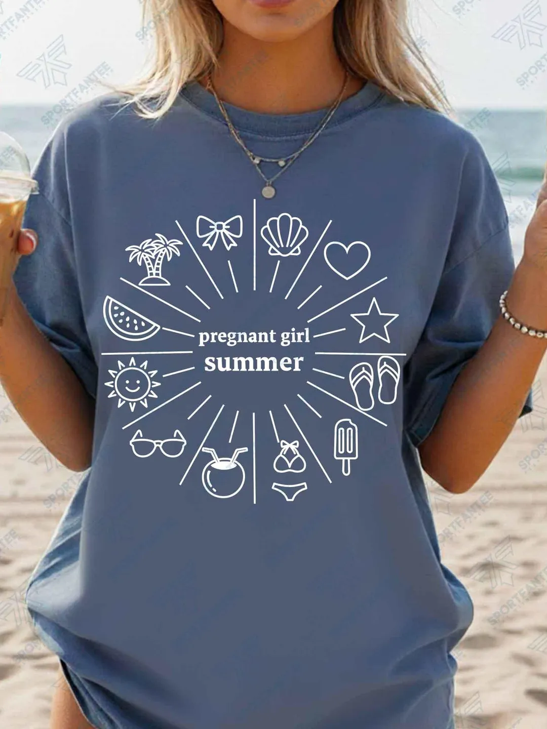 Pregnant Girl Summer Shirt, Beach Pregnancy Reveal Tee, Summer Baby Announcement Shirt, Mama Vacation Tee
