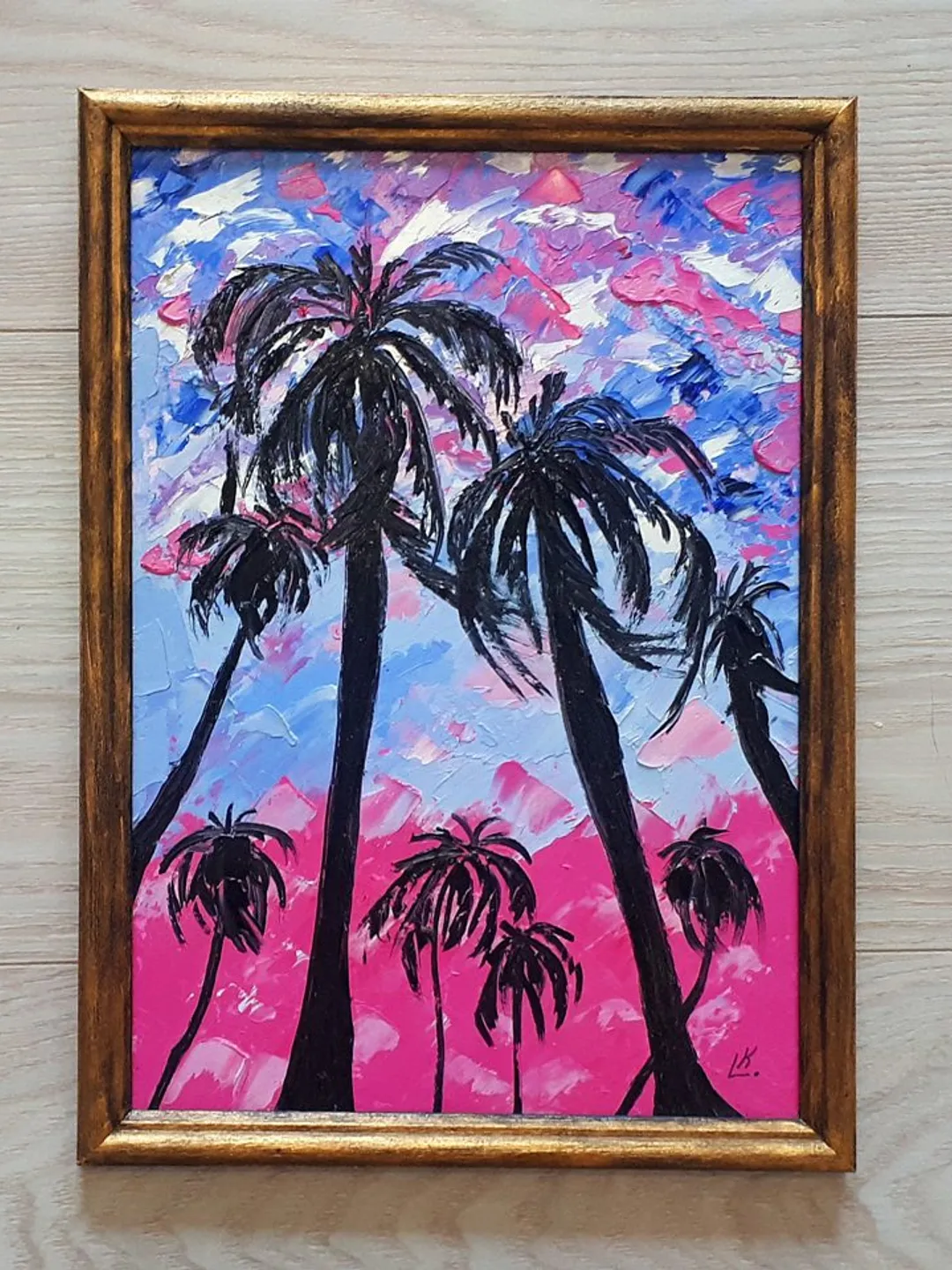 Palm Tree Original Oil Painting, Hawaii 3D Textured Artwork, Tropical  Landscape, image size:1080x1440