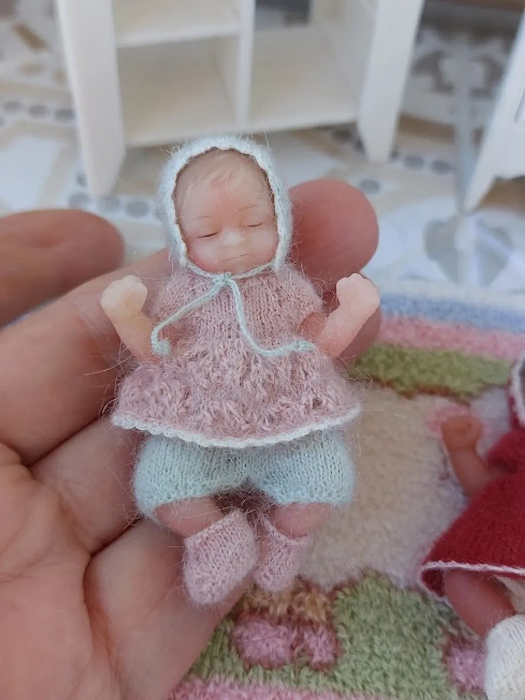 Miniature knit clothes for ZURU mini baby doll 2,5 inches