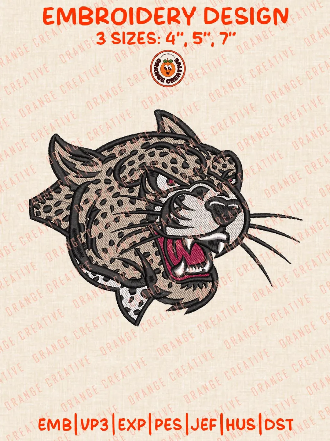 Lafayette Leopards Head Mascot Embroidery Design, NCAA Team Logo Embroidery Design, Machine Embroidery Design File, 4 Sizes, Custom Size, Digital Download
