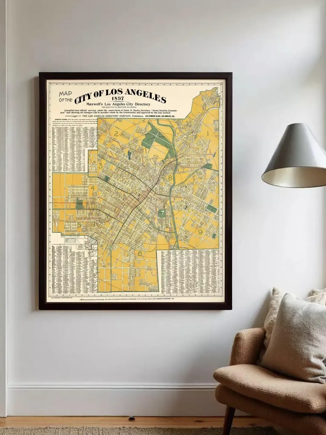 Vintage Los Angeles Map Print | 1897 City Wall Art