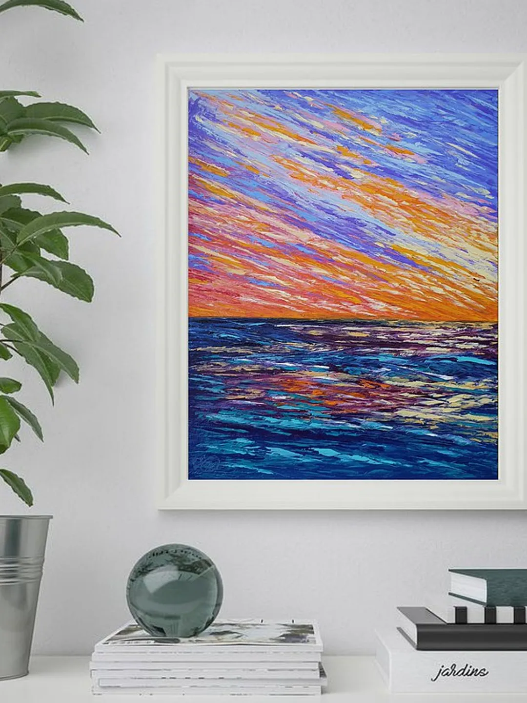 Sunset Painting Seascape Original Art Tropical Wall Art Impasto Oil ...