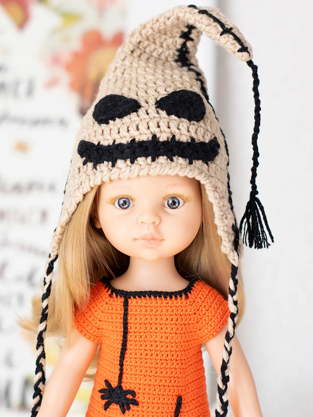 Oogie boogie crochet hat for Paola Reina doll, Meadowdolls Dumplings, Little Darling, Siblies for Halloween or Christmas