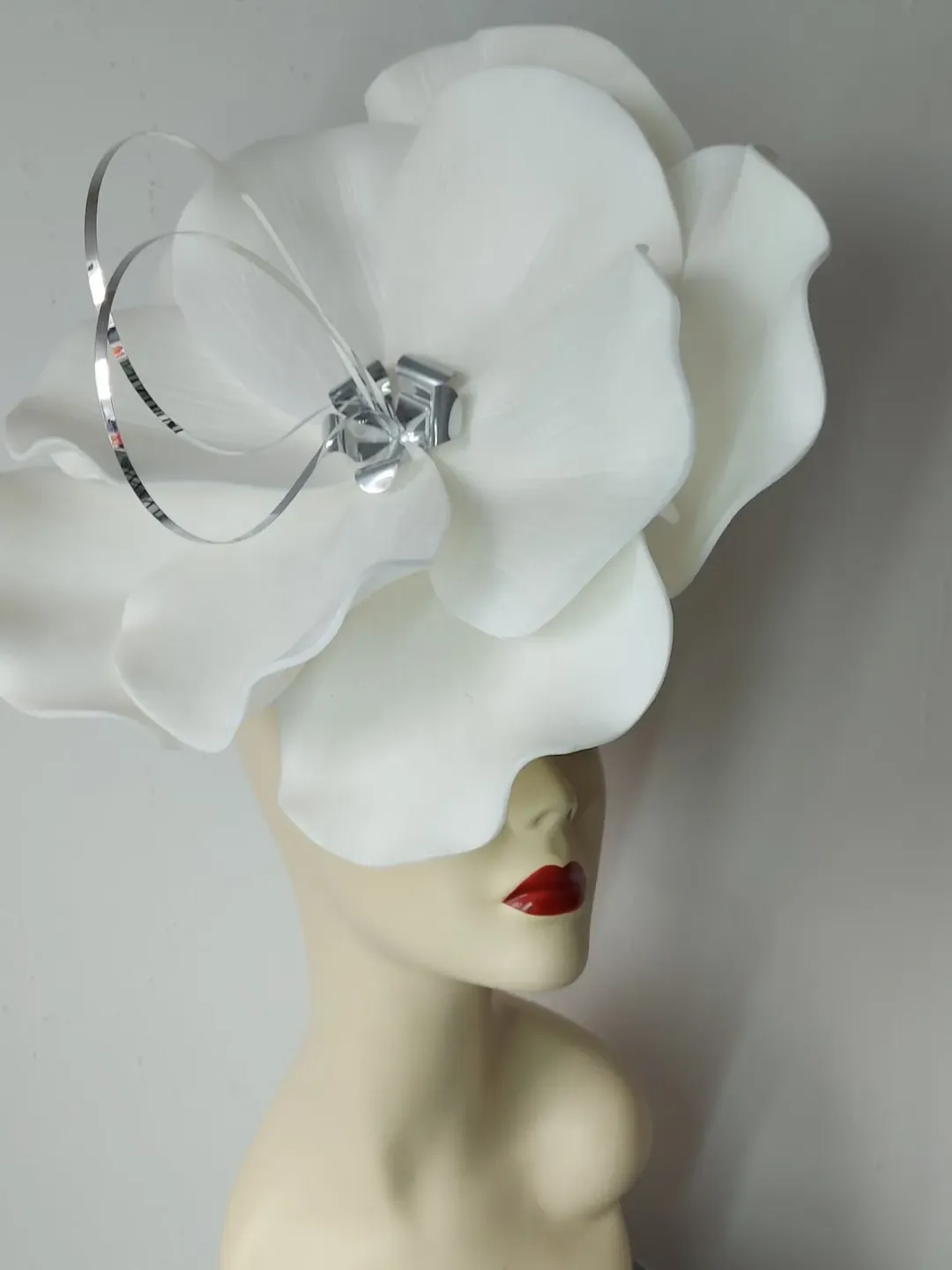 Floral Hair Accessory Headband Fascinator Floral Crown White Derby Wedding Tea White Orchid Flower Fascinator, Kentucky Derby Floral  main image 4
