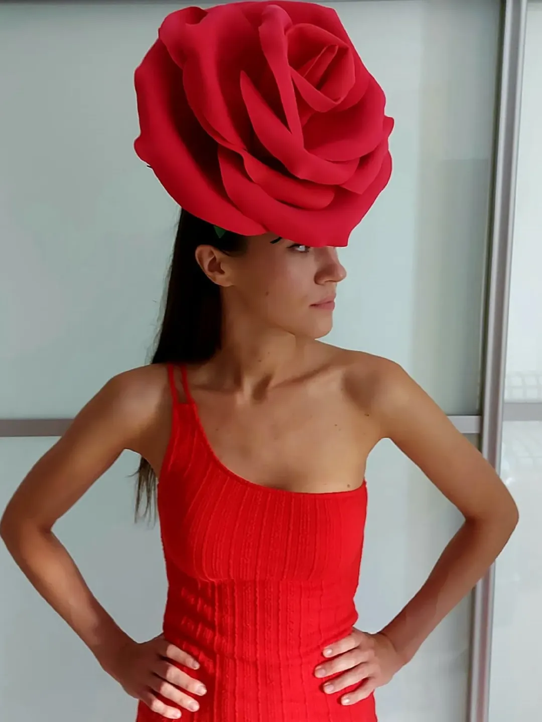 red fascinator with red dress Red Dress With Fascinators