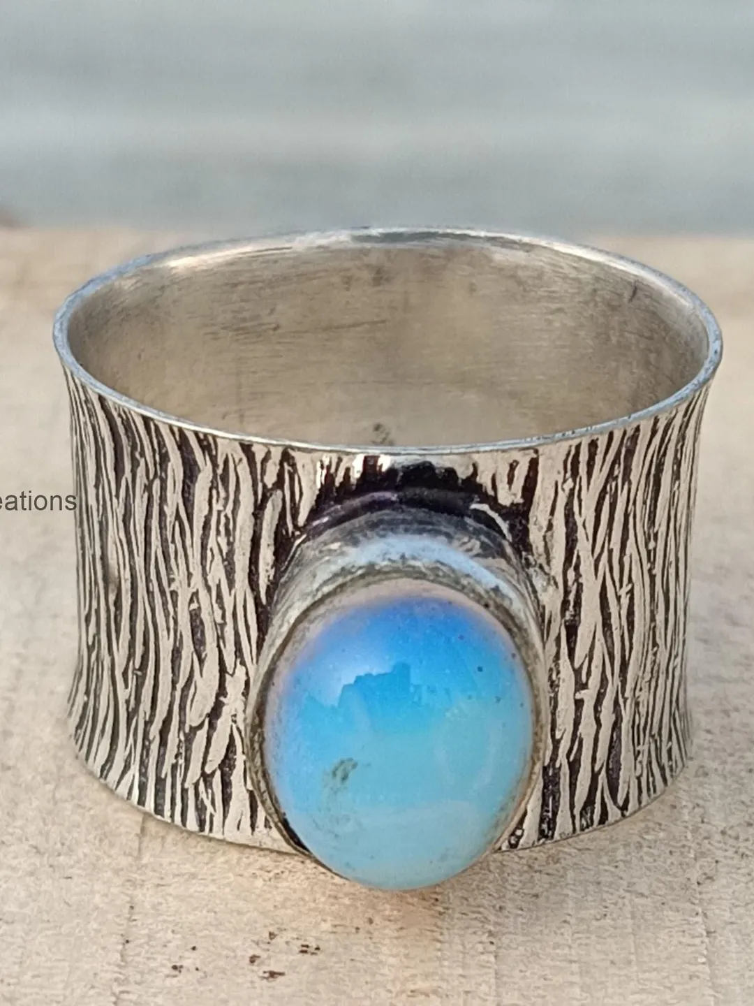 Popular Opal Gemstone Band Ring, 925 Sterling Silver Ring, Handmade Ring, Meditation & Statement Ring, Christmas Gifts Ring, Worry Ring,