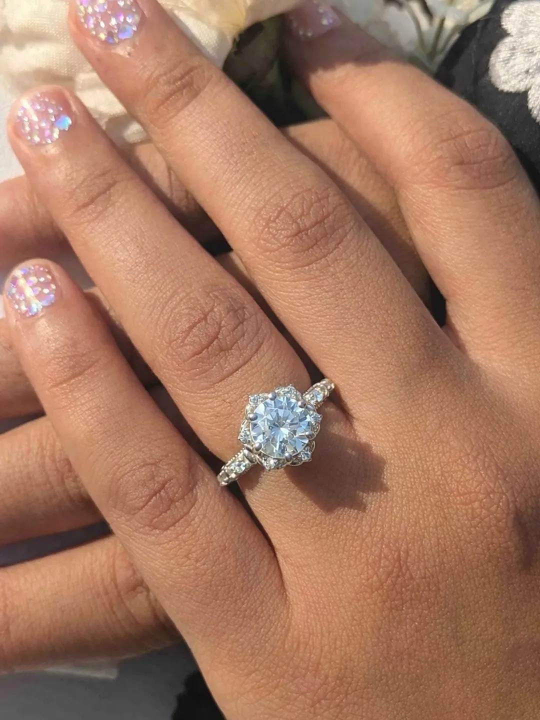 Moissanite Solitaire Ring - 2CT Round, Sterling Silver Engagement