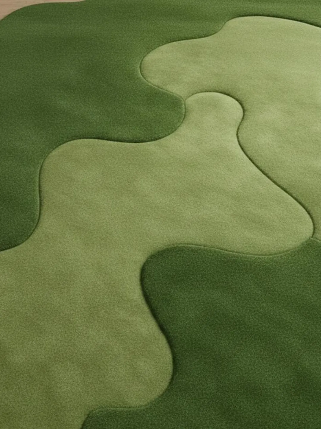 Irregular Forest Green Moss Hand-Tufted Wool Rug for Living Room ...