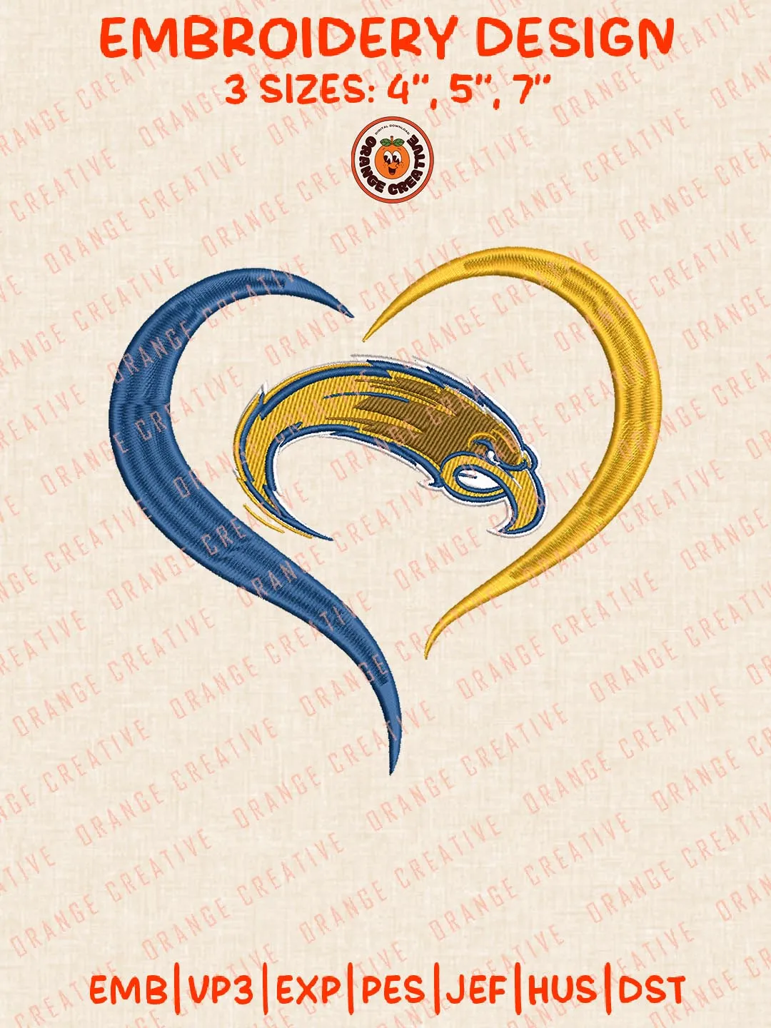 Kent State Golden Flashes Heart Logo Embroidery Design Files, NCAA Logos Embroidery Designs, NCAA Machine Embroidery Files, 3 Sizes, Custom Sizes, Digital Files