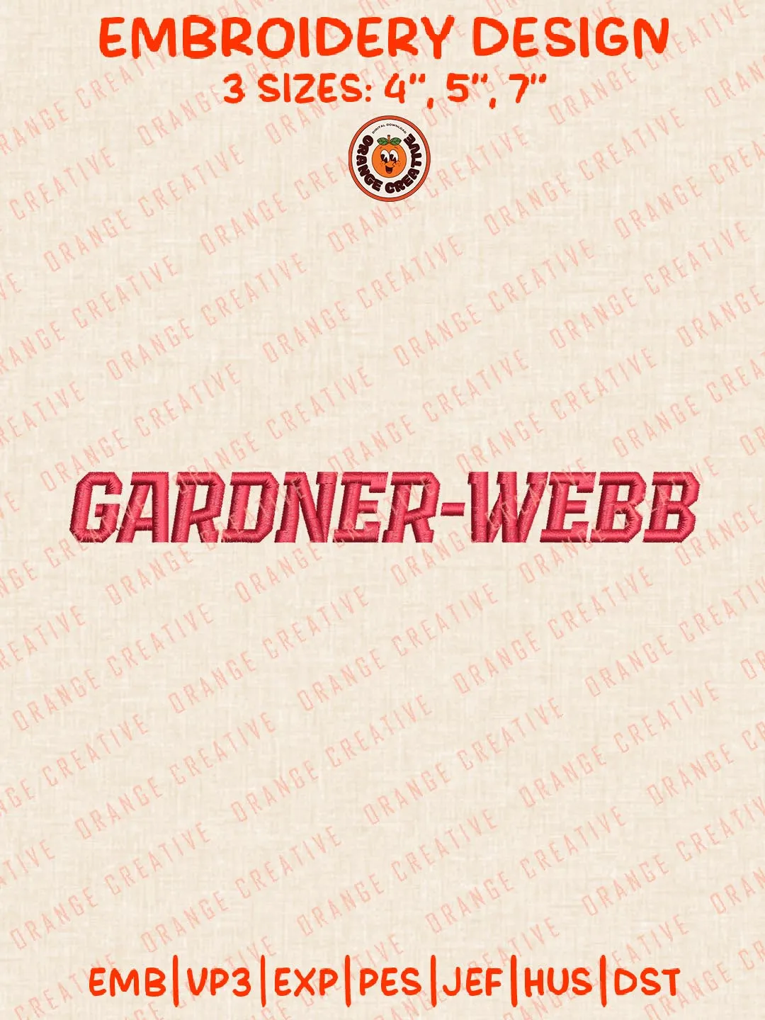Gardner Webb Embroidery Design, NCAA Gardner Webb Bulldogs Team Logo Embroidery Design, Machine Embroidery Design File, 4 Sizes, Digital Download