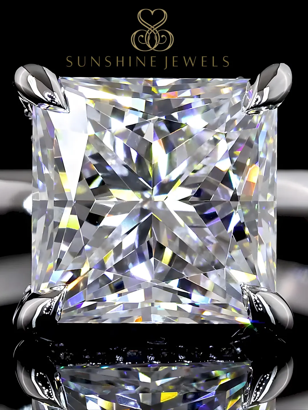 3 Ct Radiant Cut Lab Grown Diamond Engagement Ring: 14k Yellow Gold ...