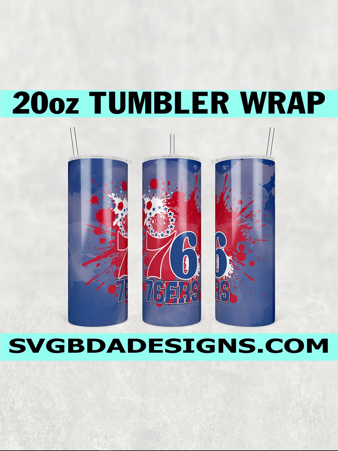 Philadelphia 76ers Tumbler Wrap PNG, Basketball Paint Splatter Design