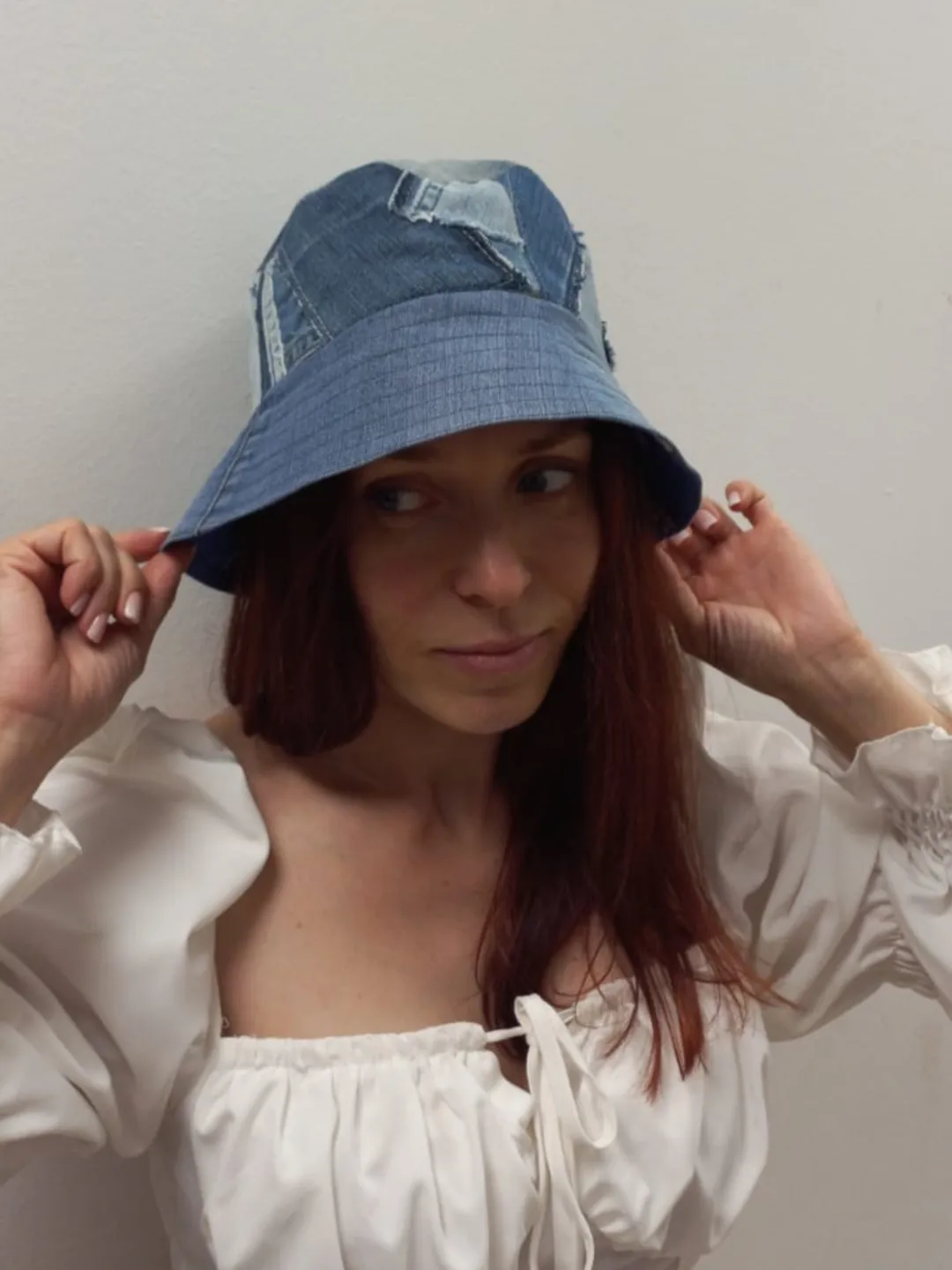 Stylish Denim Bucket Hat Made From Recycled Jeans With Cotton Lining. Unisex Bucket Hat, Beautiful Modern Handmade Denim Headwear, Your Unique Style