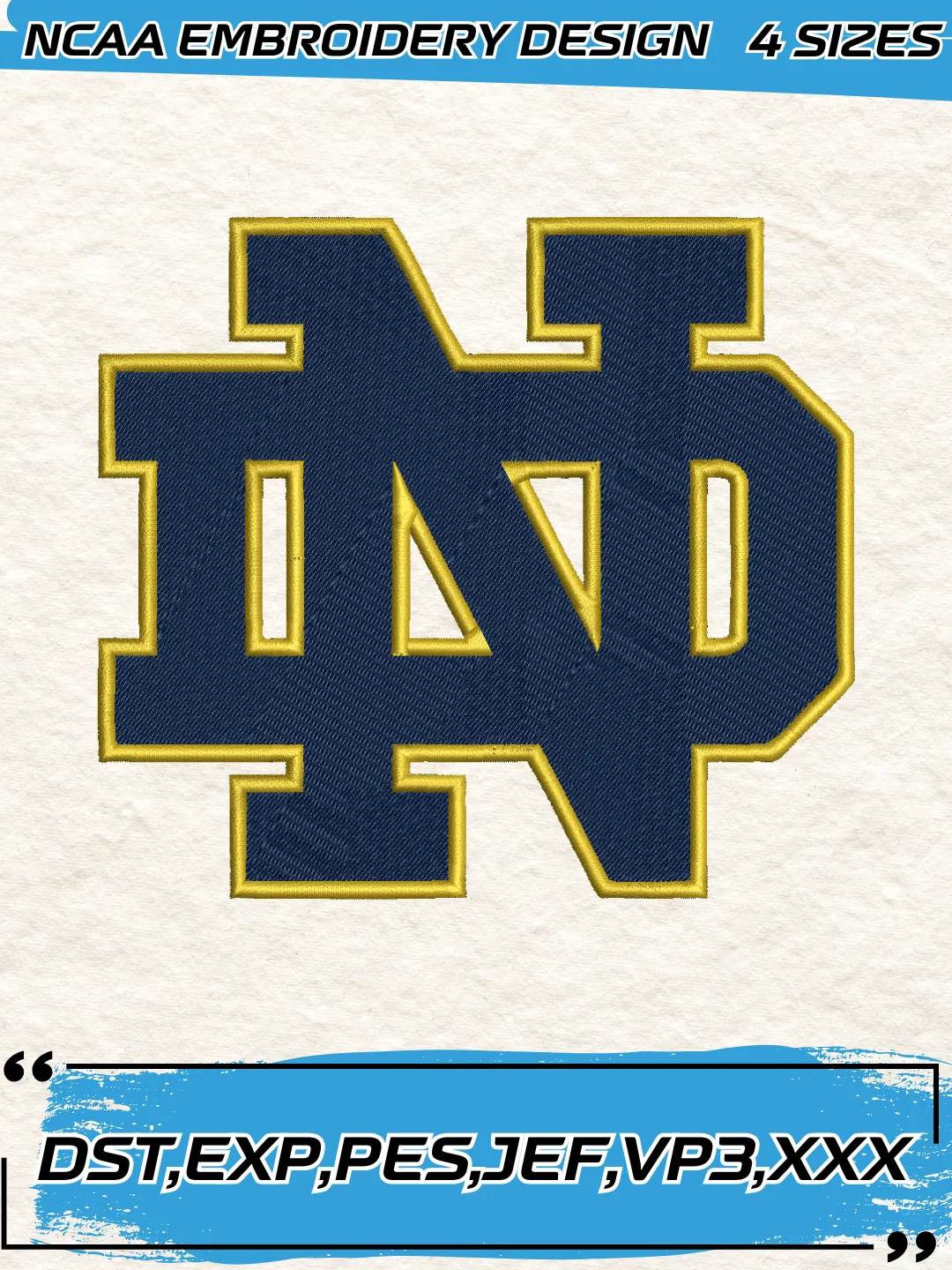Notre Dame Fighting Irish Embroidery Design,NCAA Logo Embroidery Design,Machine Embroidery Design File,4 Sizes, Digital Download