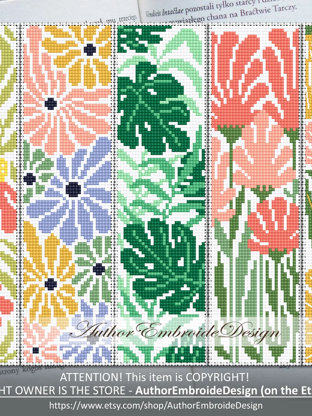 Abstract flowers bookmark set cross stitch pattern PDF download  Bookmark pattern digital PDF, Cross stitch chart, Book lover gift #B307