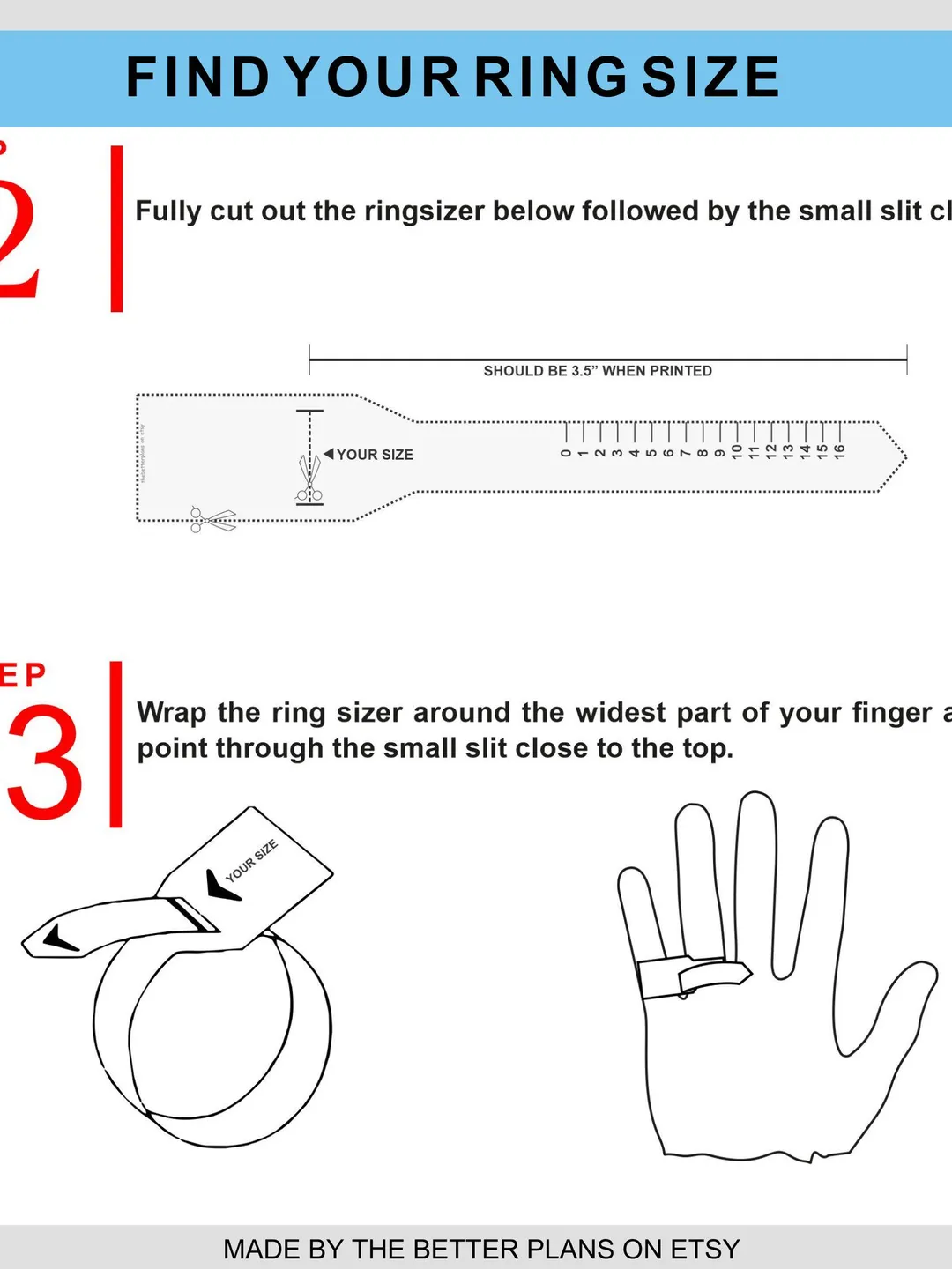 Ring Guide Ruler Printable Ring Size Chart – Accurate Ring Sizer with Conversion Guide ...