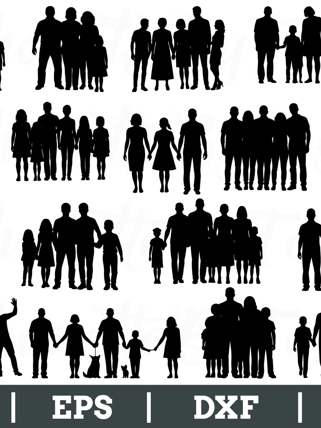 Family Portrait Svg, Family Silhouette, Family Vector, Family Cut File, Dxf, Png