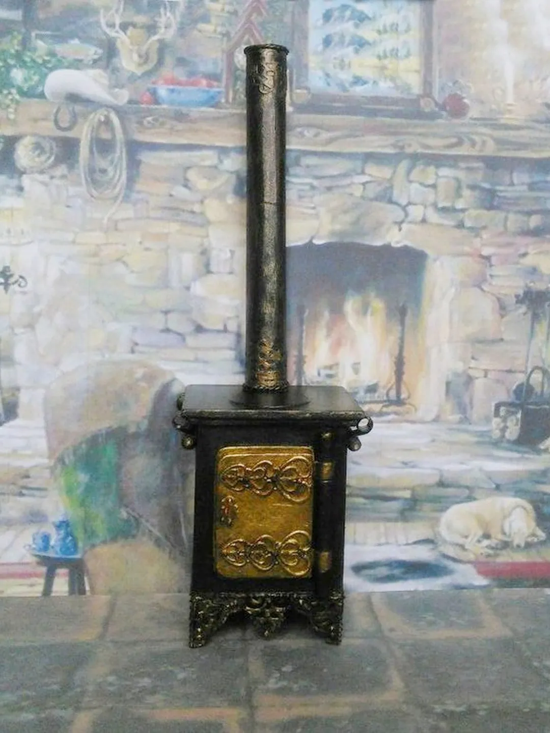 Vintage doll oven. Dollhouse miniature.1:12 scale.