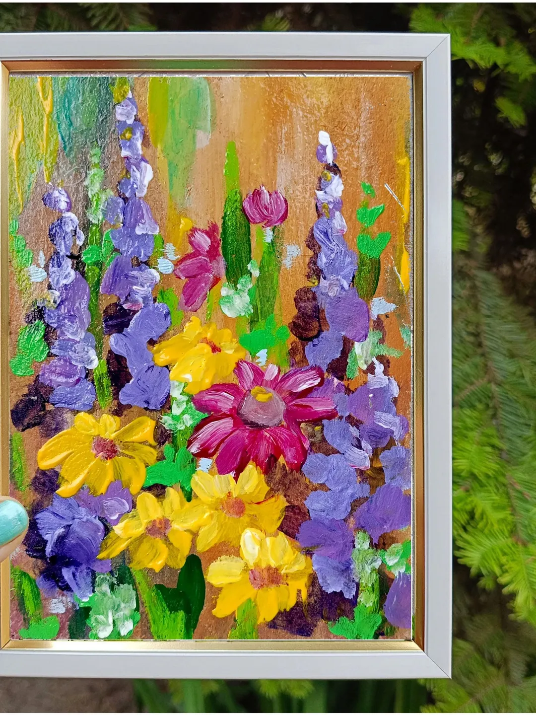 Texas Bluebonnets Painting Impasto Oil Painting Christmas Gifts Meadow Fields Impasto Oil Artwork Wall Art Gifts by ArtProkopaloSv 7x5 in