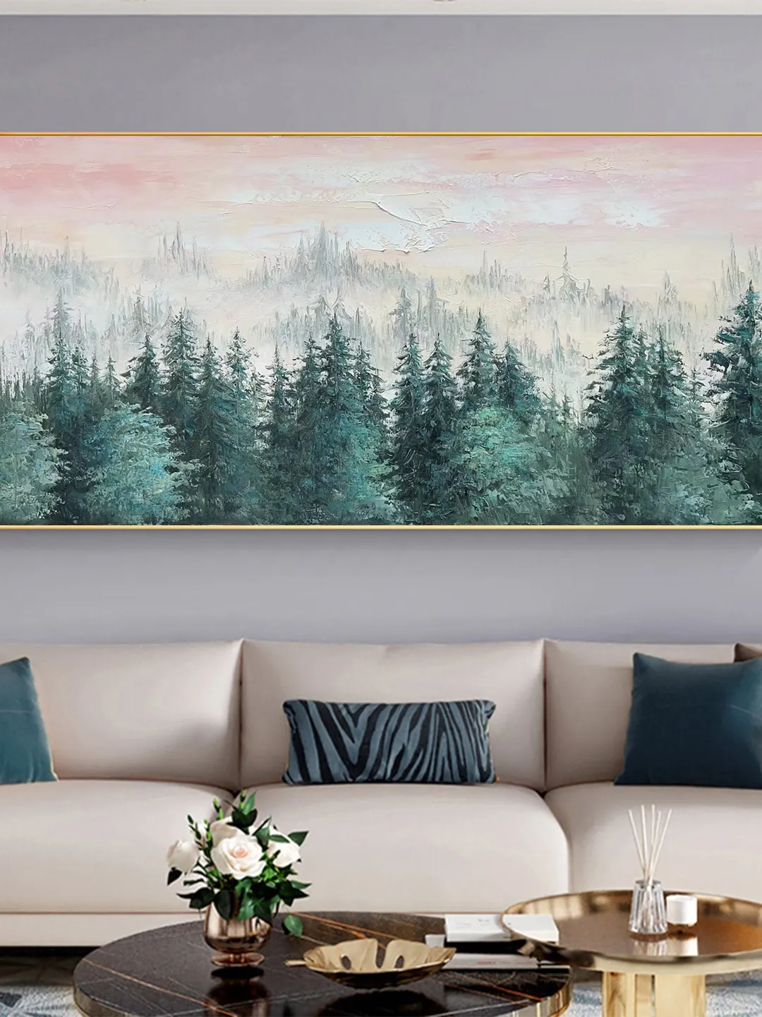 Large Original Forest Oil Painting On Canvas, Canvas Wall Art, Abstract Green Tree Painting, Boho Wall Decor, Custom Painting, Home Decor
