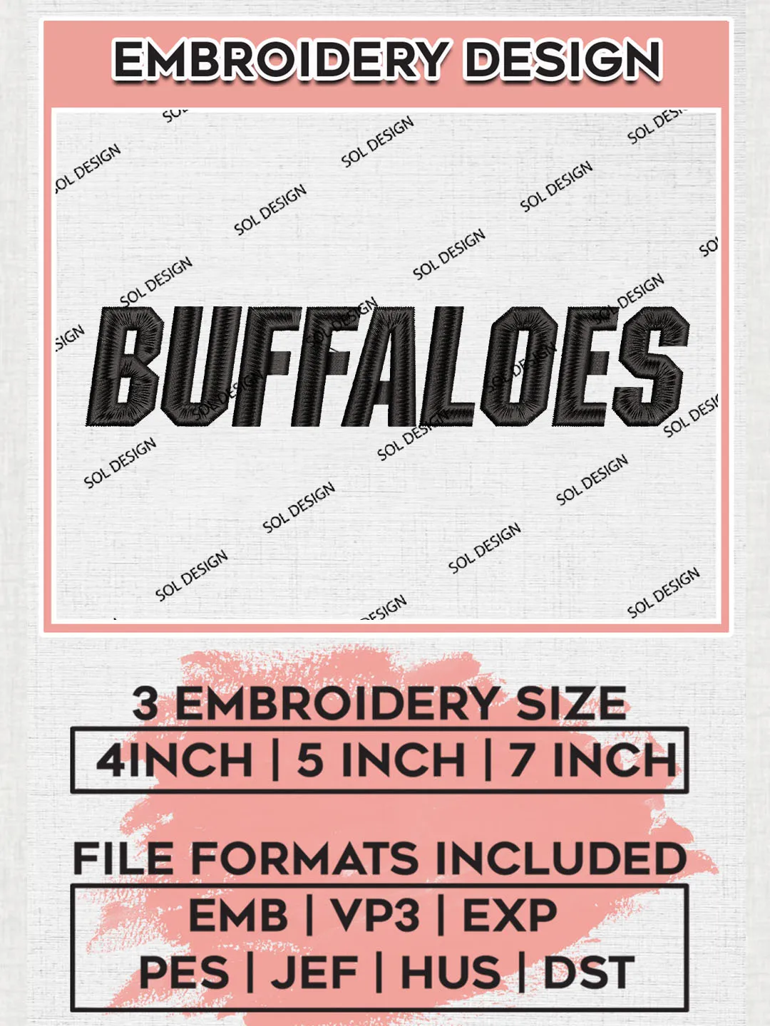 NCAA Buffaloes Team Writing Logo Embroidery Design Files, NCAA Colorado Buffaloes Machine Embroidery, NCAA Teams, 3 sizes, NCAA Machine embroidery designs, Digital Download
