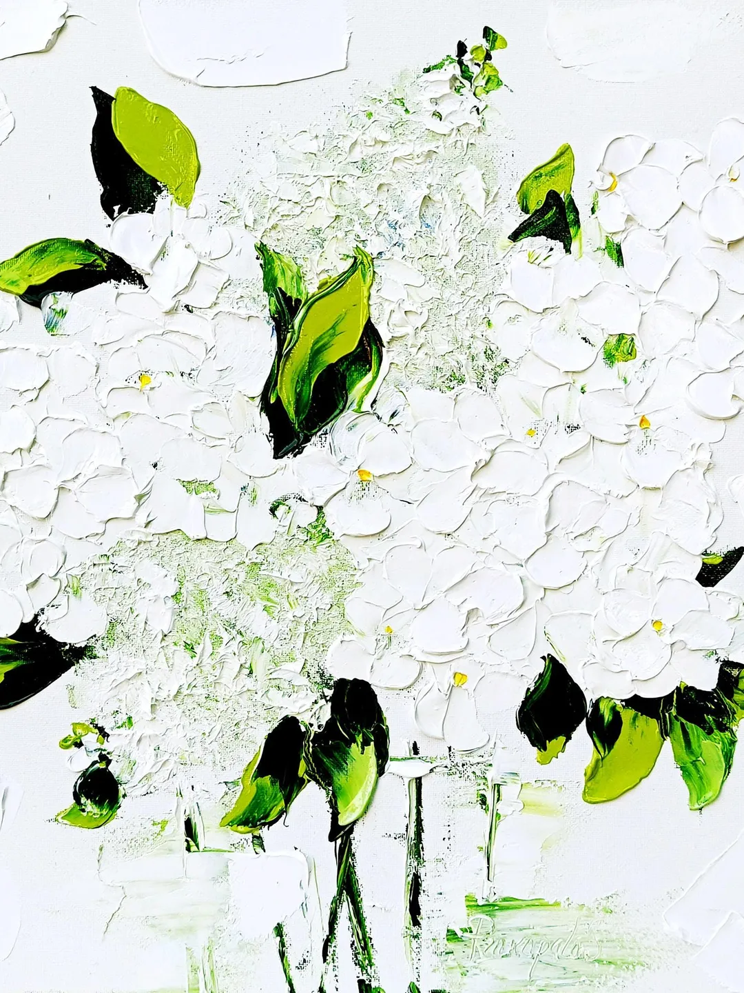 White Hydrangea Painting Original Art Impasto Oil Painting Christmas ...