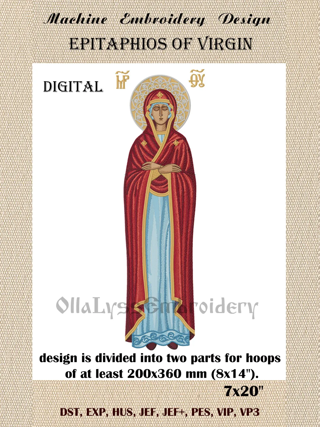 Epitaphios of Virgin embroidery design