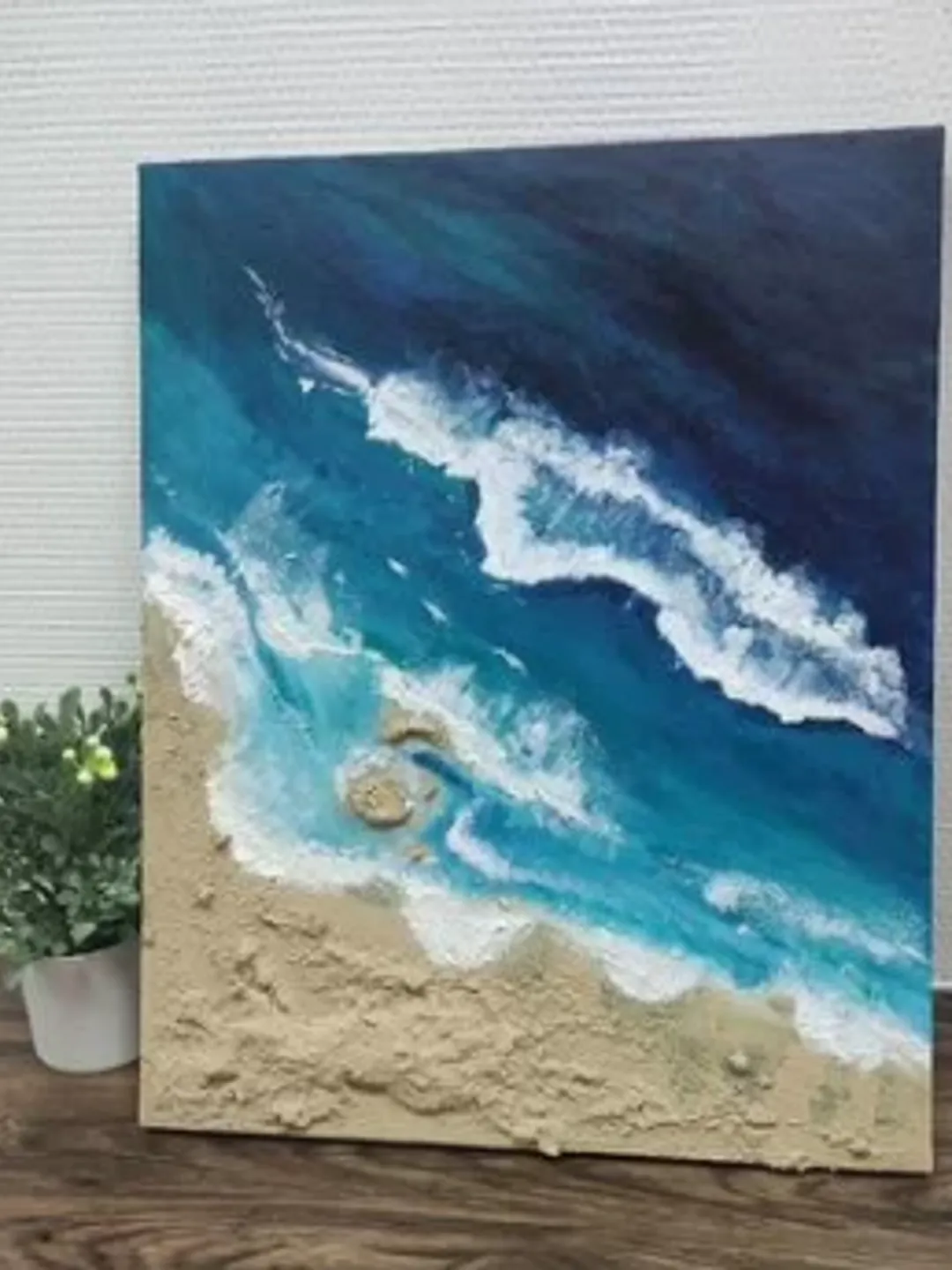 Textured painting on canvas "Sandy beach", acrylic, size 40 x 50 cm