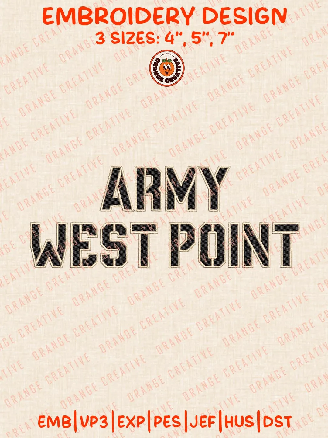 Army West Point Embroidery Design, NCAA Army Black Knights Team Logo Embroidery Design, Machine Embroidery Design File, 4 Sizes, Custom Size, Digital Download