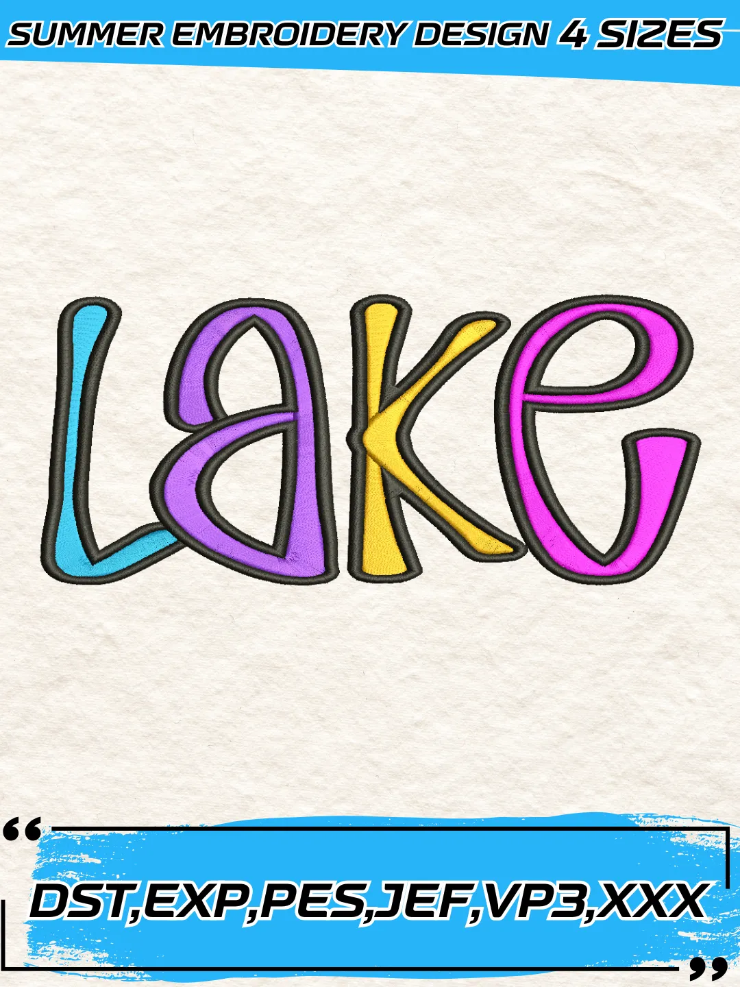 Lake Embroidery Design,Summer Embroidery Design,Machine Embroidery Design File,4 Sizes, Digital Download_SUM02