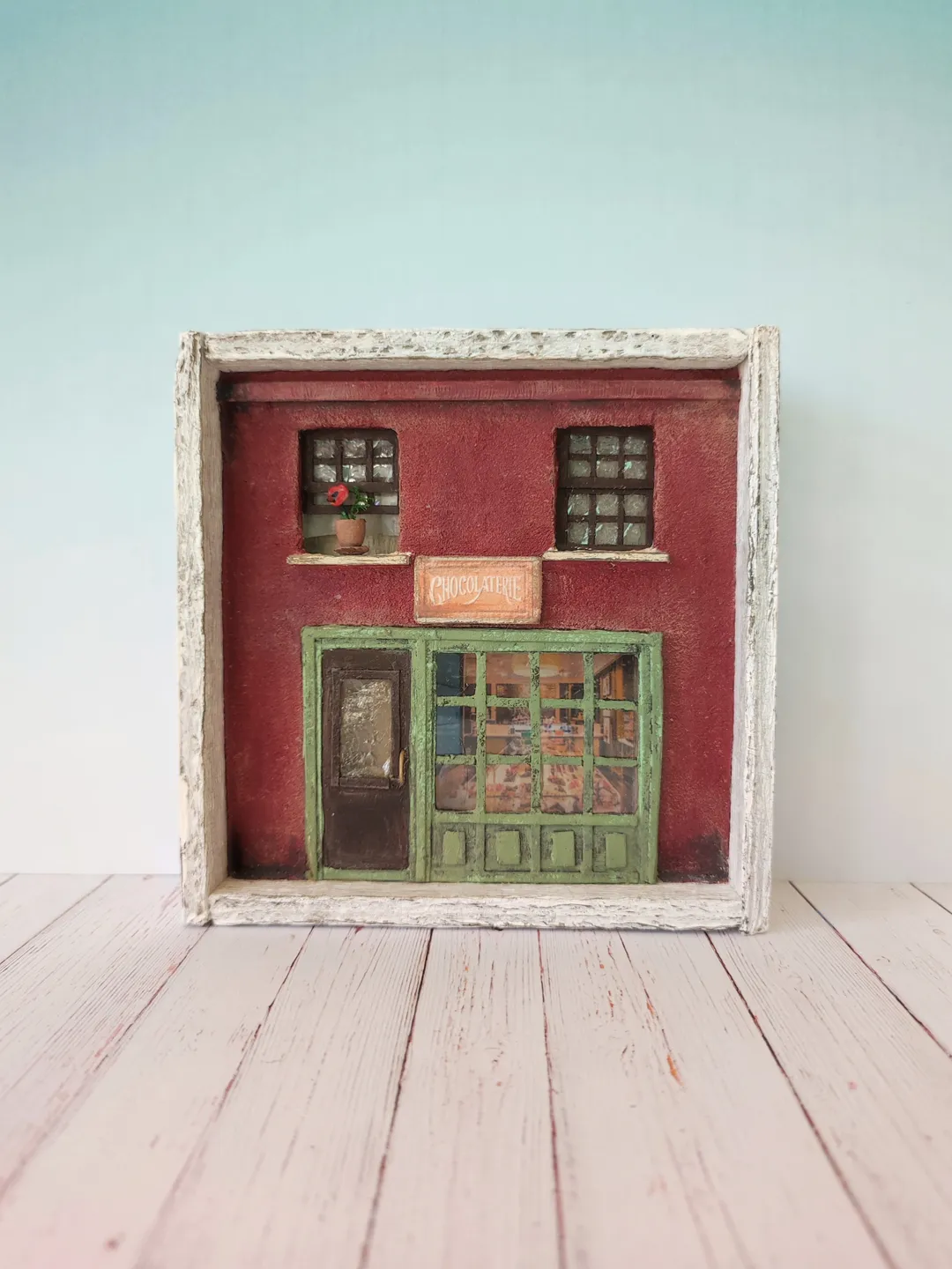 Shadow box 3D painting miniature on the wall Old Italian House