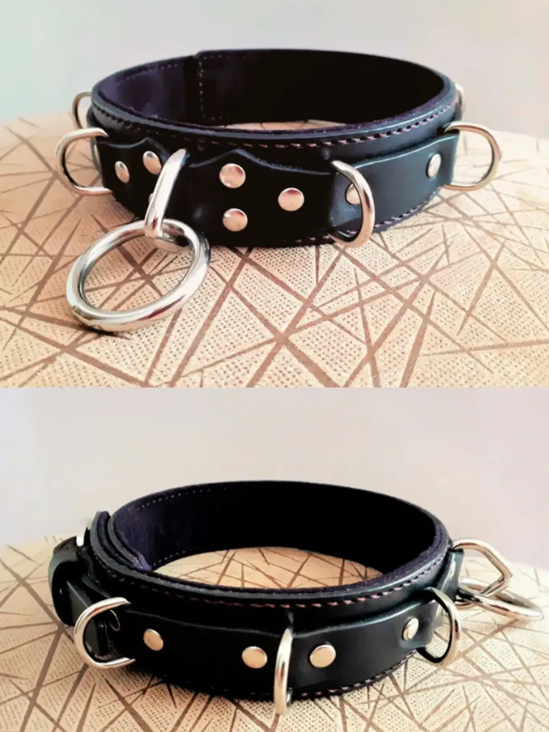Quality bdsm collar with soft suede lining рlus size