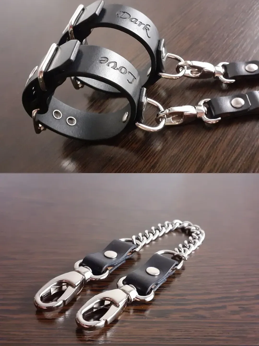 Personalized BDSM Cuffs with 2-Way сonnector for bondage