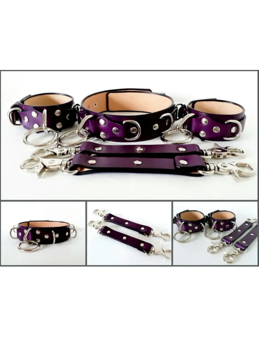 Luxury submissive kit Purple leather bondage bdsm set