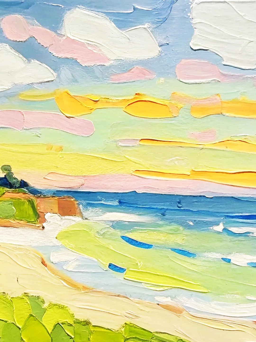 Seascape Painting Carmel Beach Original Art Monterey Abstract landscape Impasto Oil Painting Gift by ArtProkopaloSv