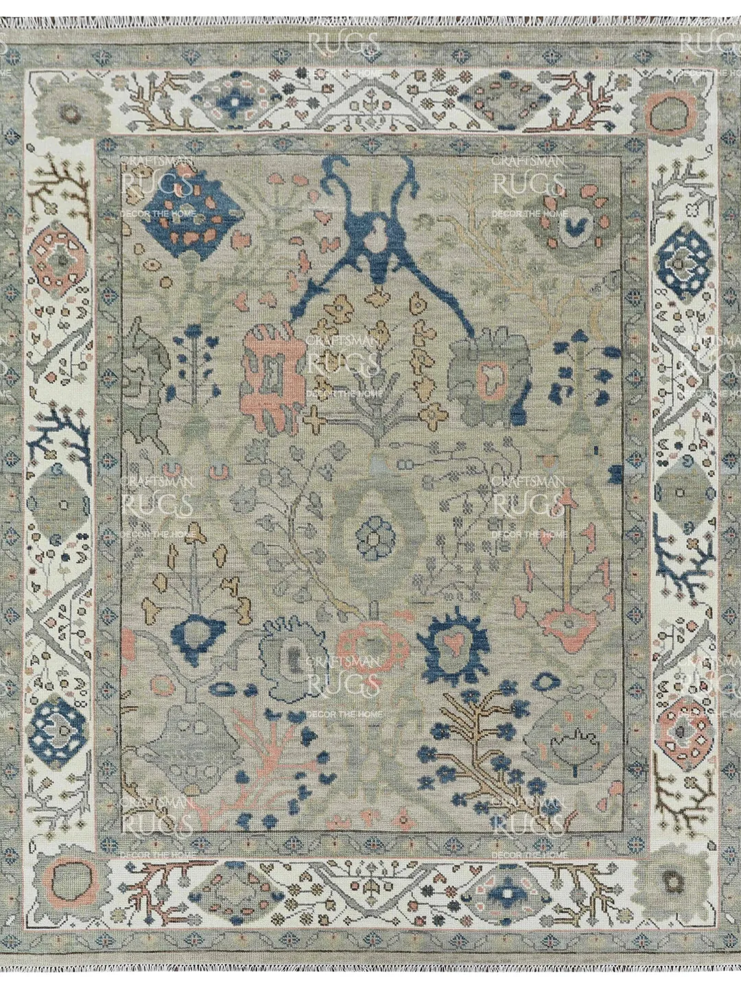 8x10 Quick Ship! Beige Modern Oushak Hand Knotted Rug, Antique style Handmade Rugs for Living Room - Contemporary Floor Carpet