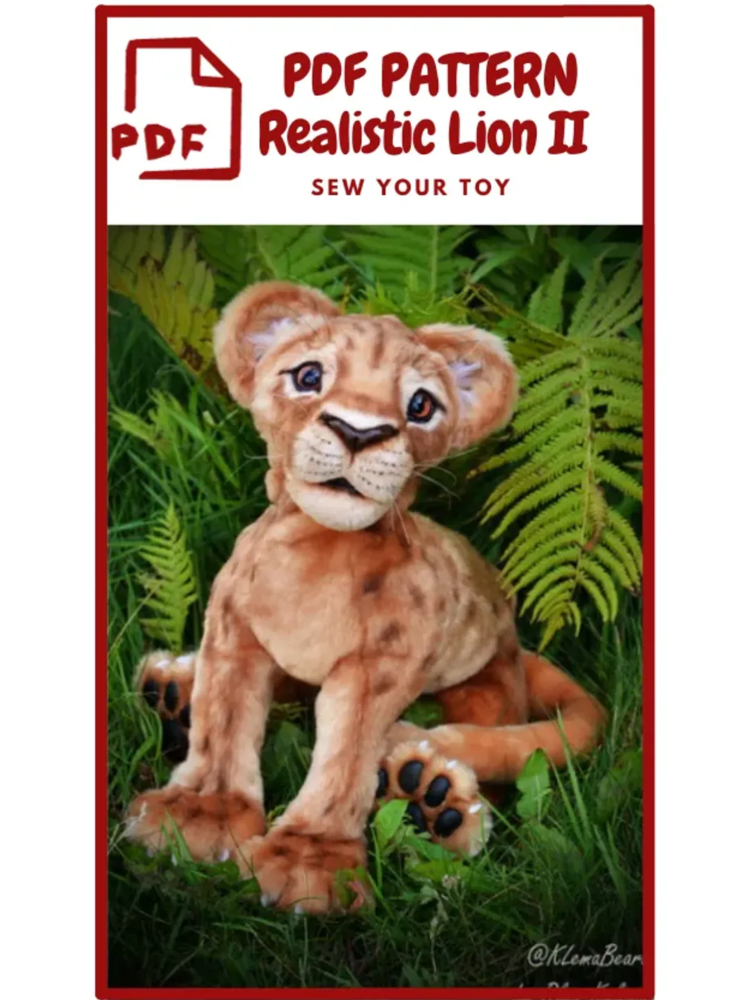 SEW PATTERN Lion Cub Simba -Collectible Toy-Posing Toy-Lion Cub Toy-Stuffed Animal Figurine-PDF