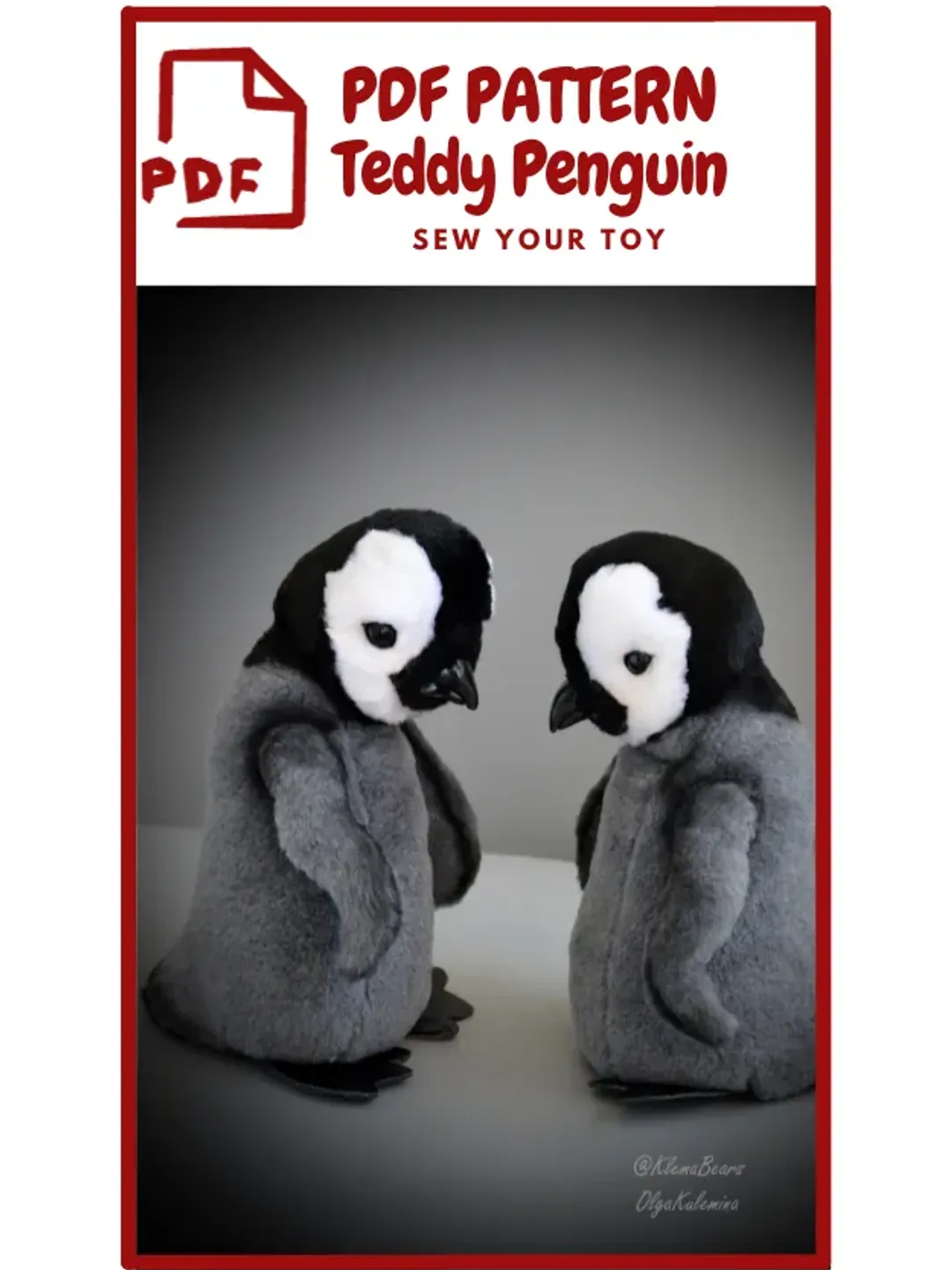 SEW PATTERN Penguin -Collectible Toy-Posing Toy-Penguin Cub Toy-Stuffed Animal Figurine-PDF Template